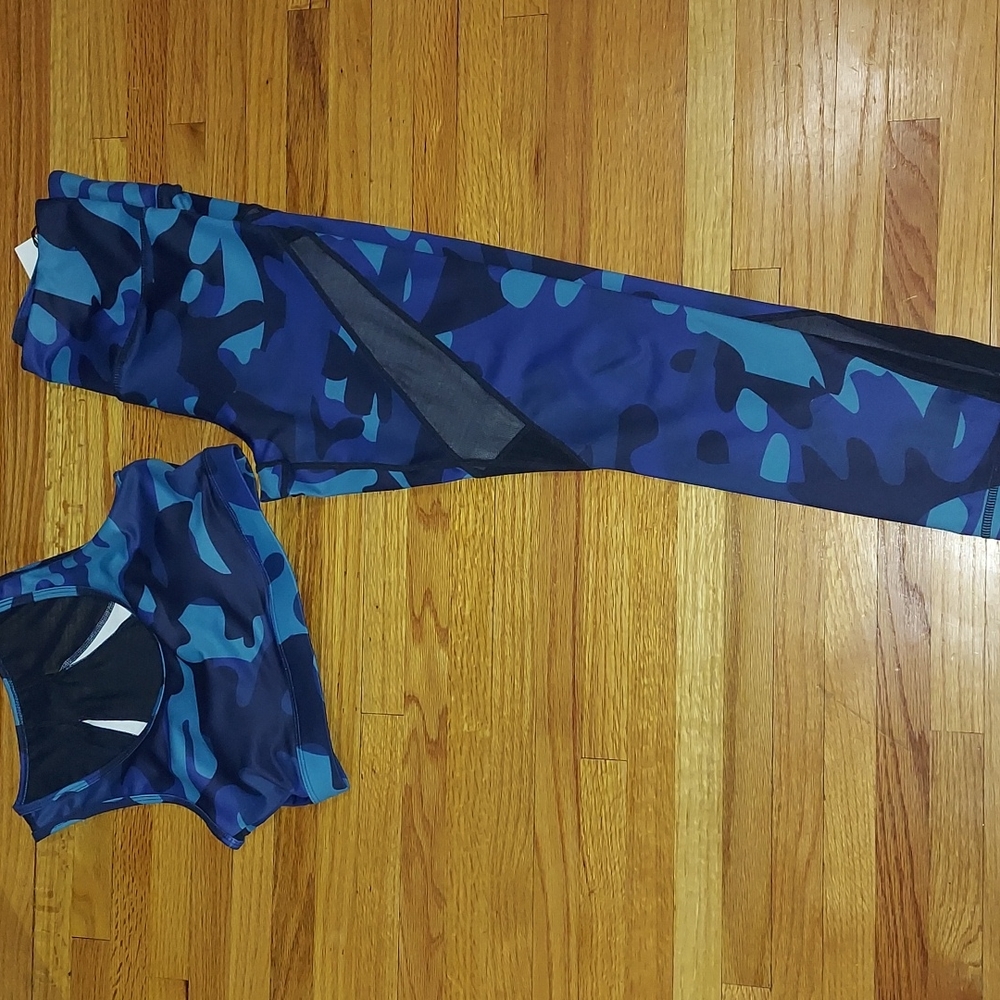 Zyia navy camo mesh light n tight